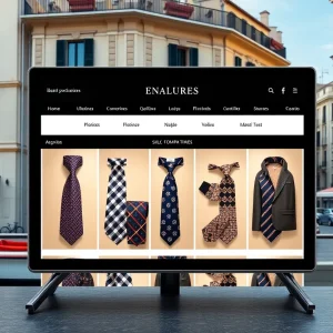Online shopping interface of E. Marinella featuring silk ties.