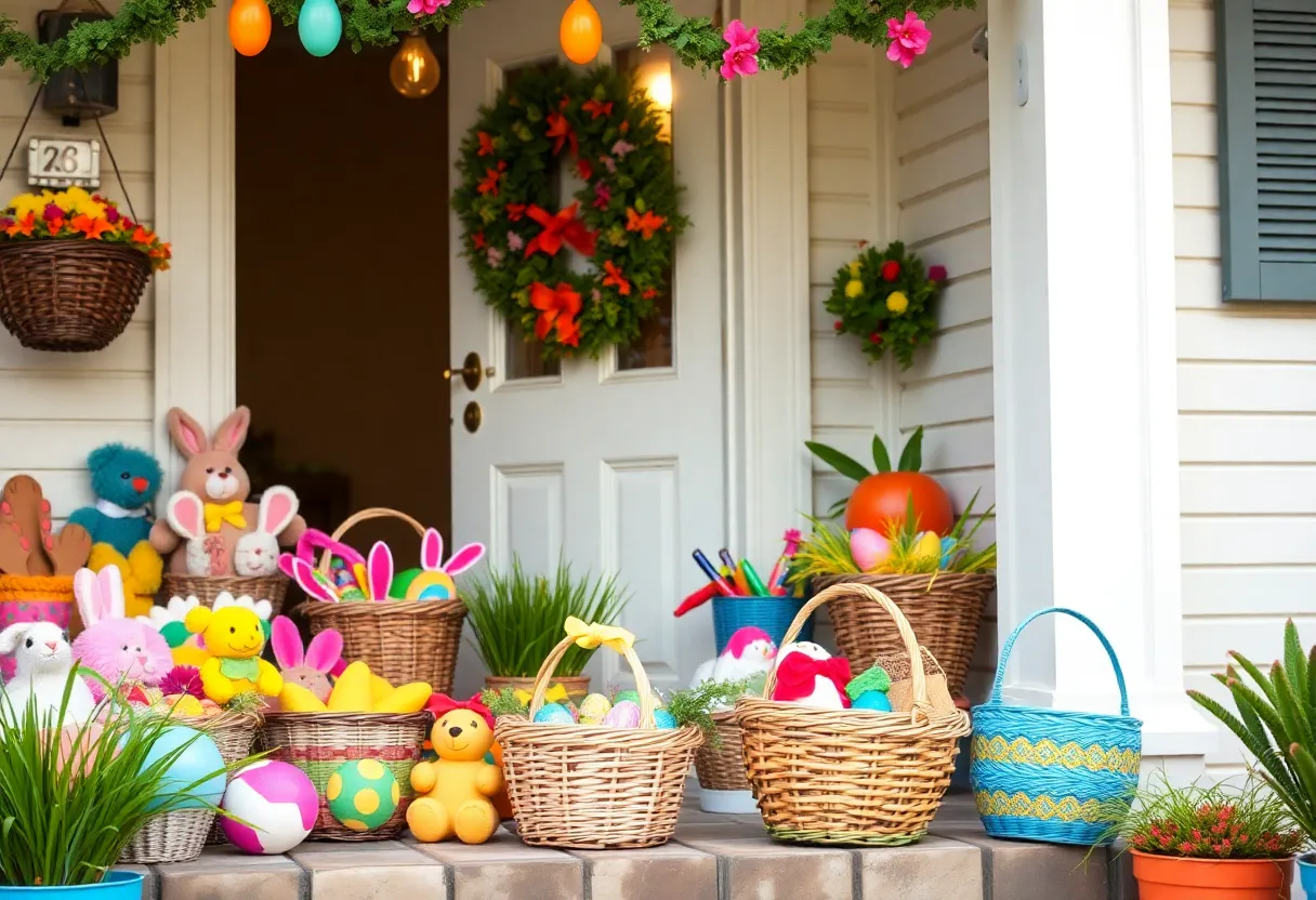 A vibrant home decorated for an Easter celebration.