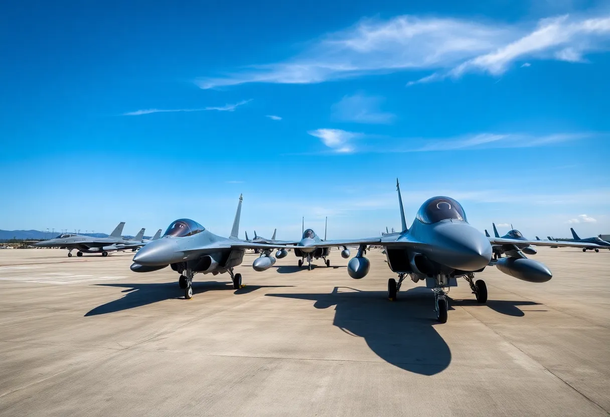 F-15EX Eagle II fighter jets on the tarmac at Selfridge base