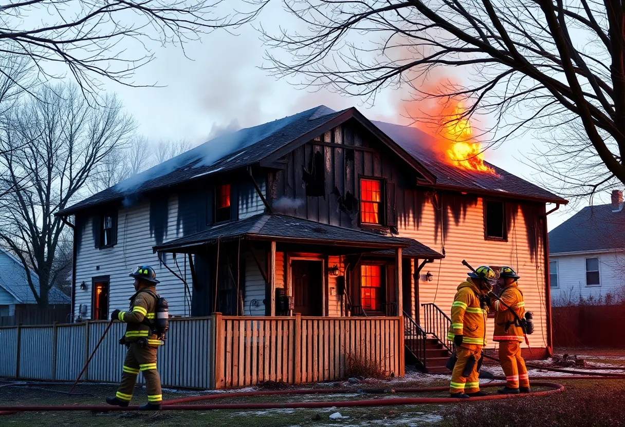 Firefighters responding to a house fire in Farmington Hills