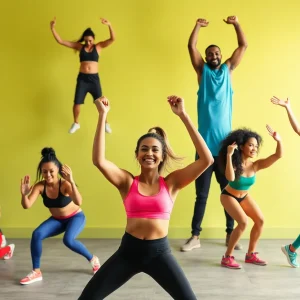 Diverse group of fitness enthusiasts exercising together, representing innovative marketing strategies.
