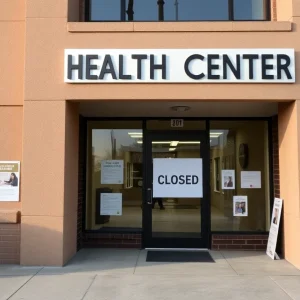 Closed health center sign representing the closure of the Health Equity Alliance amid an HIV outbreak.