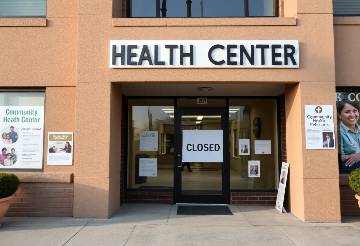 Closed health center sign representing the closure of the Health Equity Alliance amid an HIV outbreak.