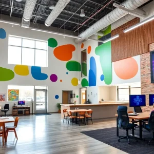 Interior view of the renovated Highland Park Boys & Girls Club featuring youth activity spaces.