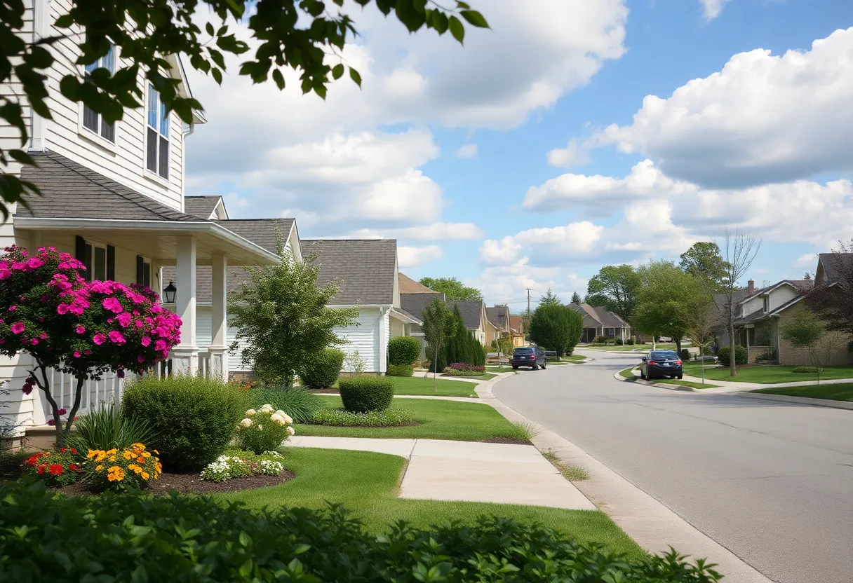 Serene suburban neighborhood in Highland Township, Michigan.