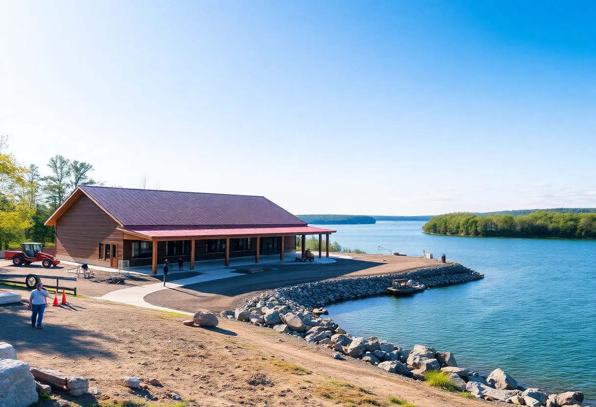 Renovation of Hoffmaster State Park Visitor Center with construction in progress