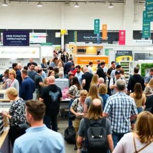Exhibition scene from the 2025 Waterford Township Spring Home Improvement Show featuring diverse displays and attendees.