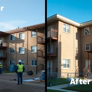 Workers renovating low-income housing units in Jackson