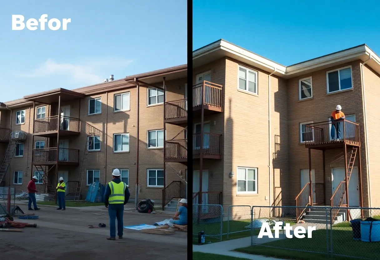 Workers renovating low-income housing units in Jackson