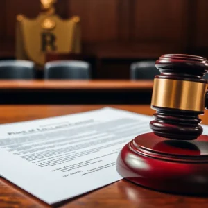 Courtroom scene representing Johnson & Johnson's legal battle