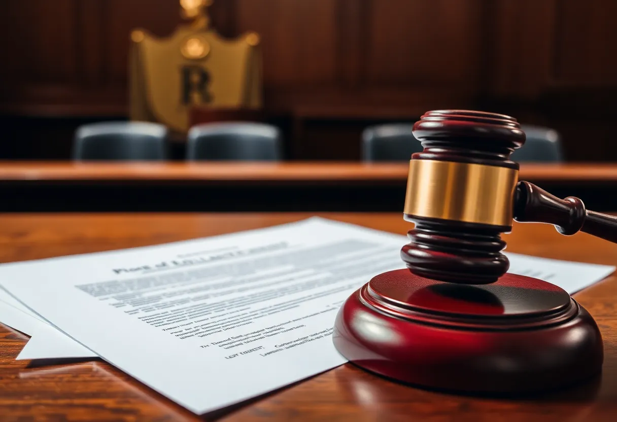 Courtroom scene representing Johnson & Johnson's legal battle