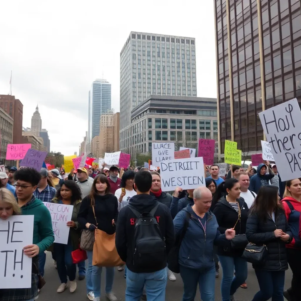 Protesters marching in Metro Detroit against government policies