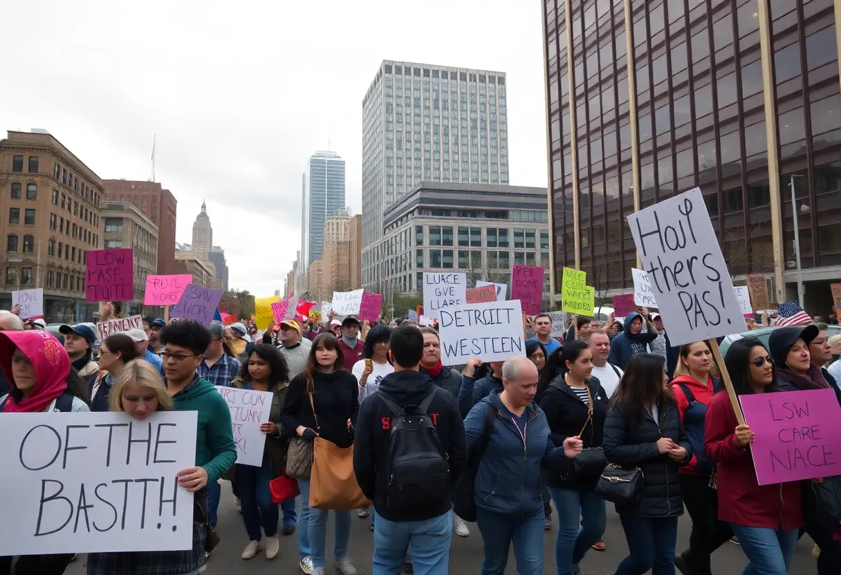 Protesters marching in Metro Detroit against government policies