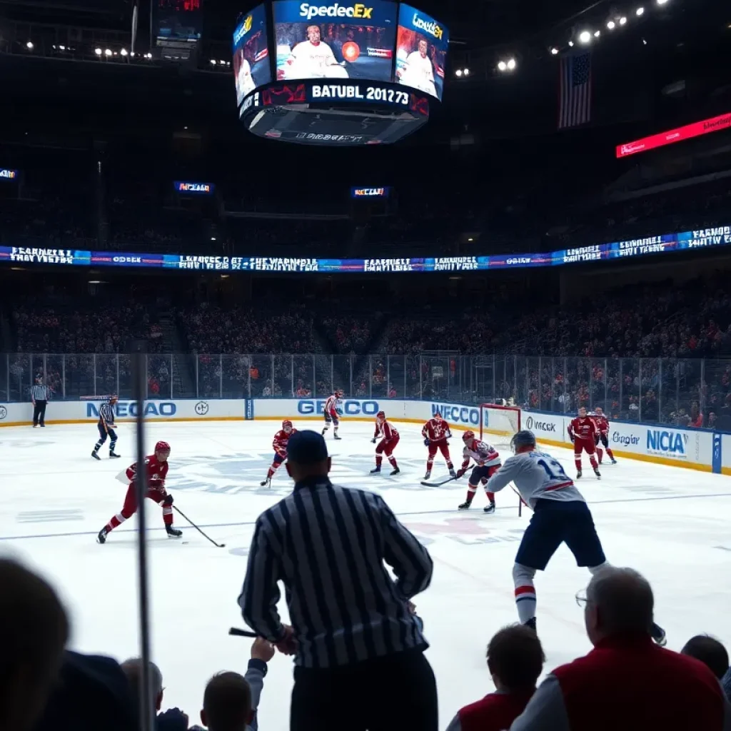 Michigan State hockey players competing against Cornell in the NCAA tournament