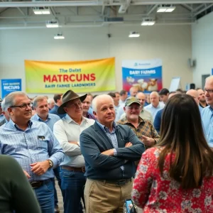 Attendees at the MMPA Annual Meeting in Novi, Michigan discussing dairy farming innovations.