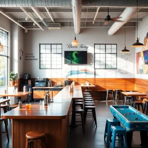 Interior view of Monty's Public House showcasing modern design and community atmosphere