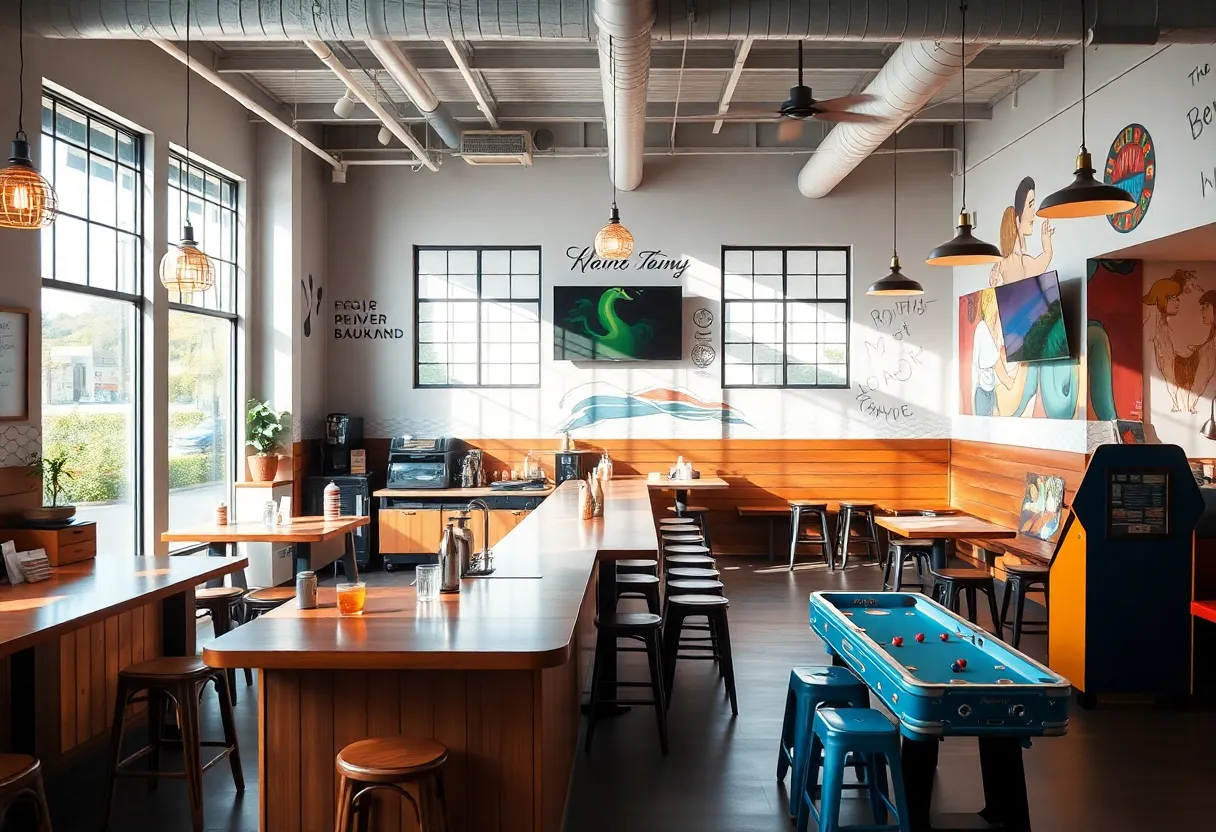 Interior view of Monty's Public House showcasing modern design and community atmosphere
