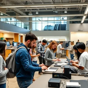 Students exploring technology engineering at Michigan State University