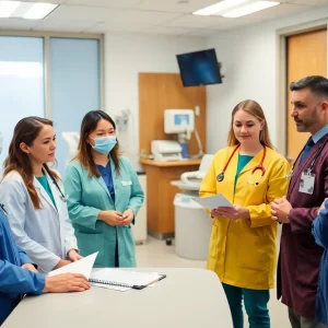 Doctors discussing health care decisions in a hospital