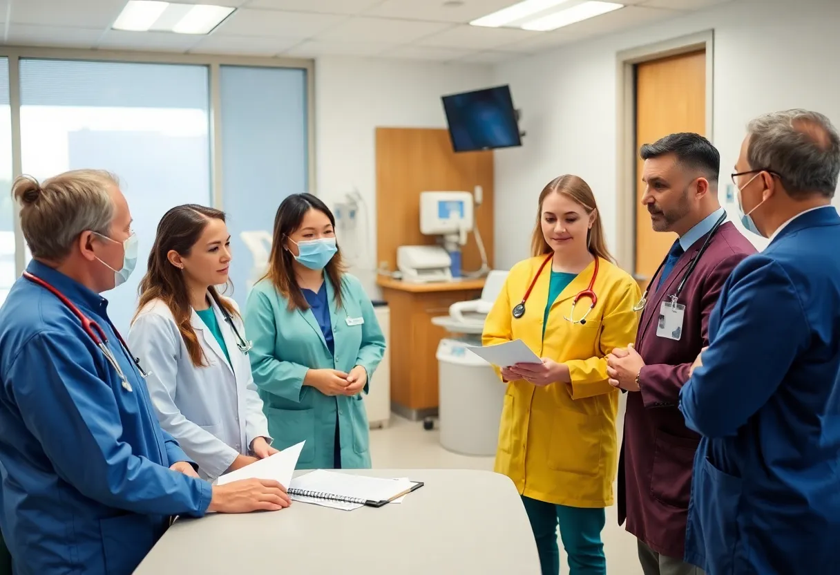 Doctors discussing health care decisions in a hospital