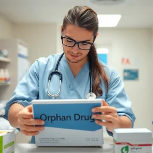 Healthcare professional with orphan drugs in a lab