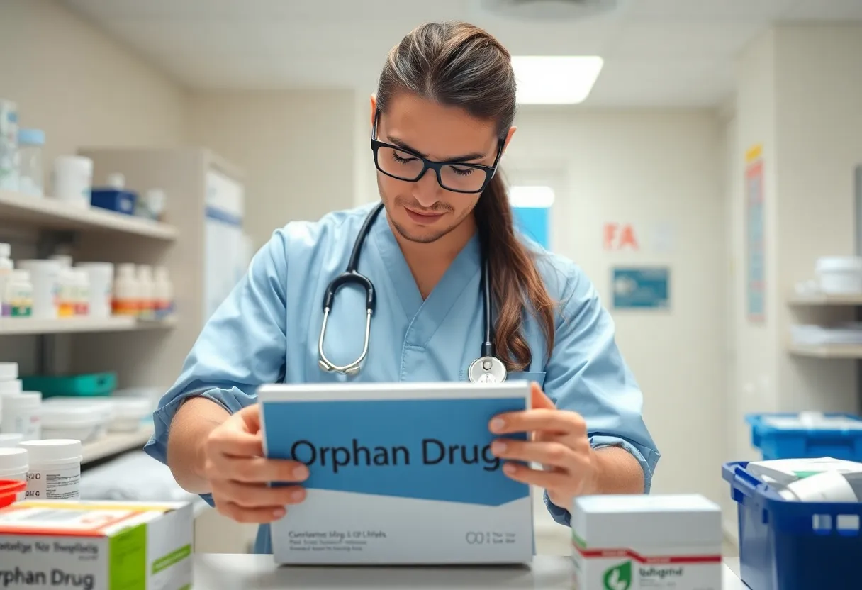 Healthcare professional with orphan drugs in a lab