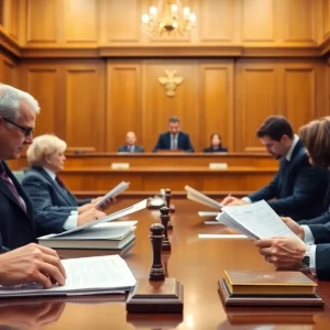 Court scene related to patent infringement case