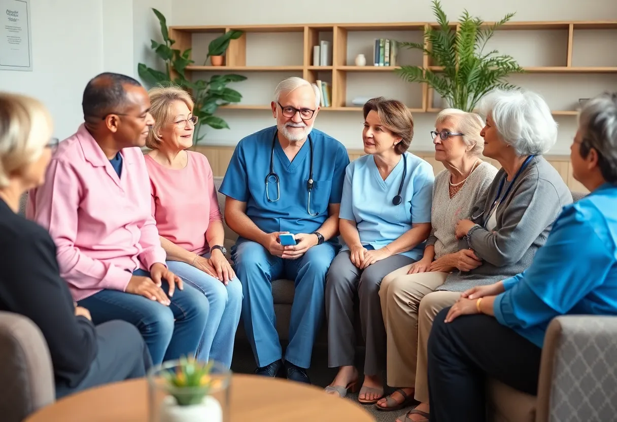 Illustration of diverse patients collaborating in a clinical trial.