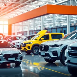 Manufacturing facility showcasing specialty vehicles
