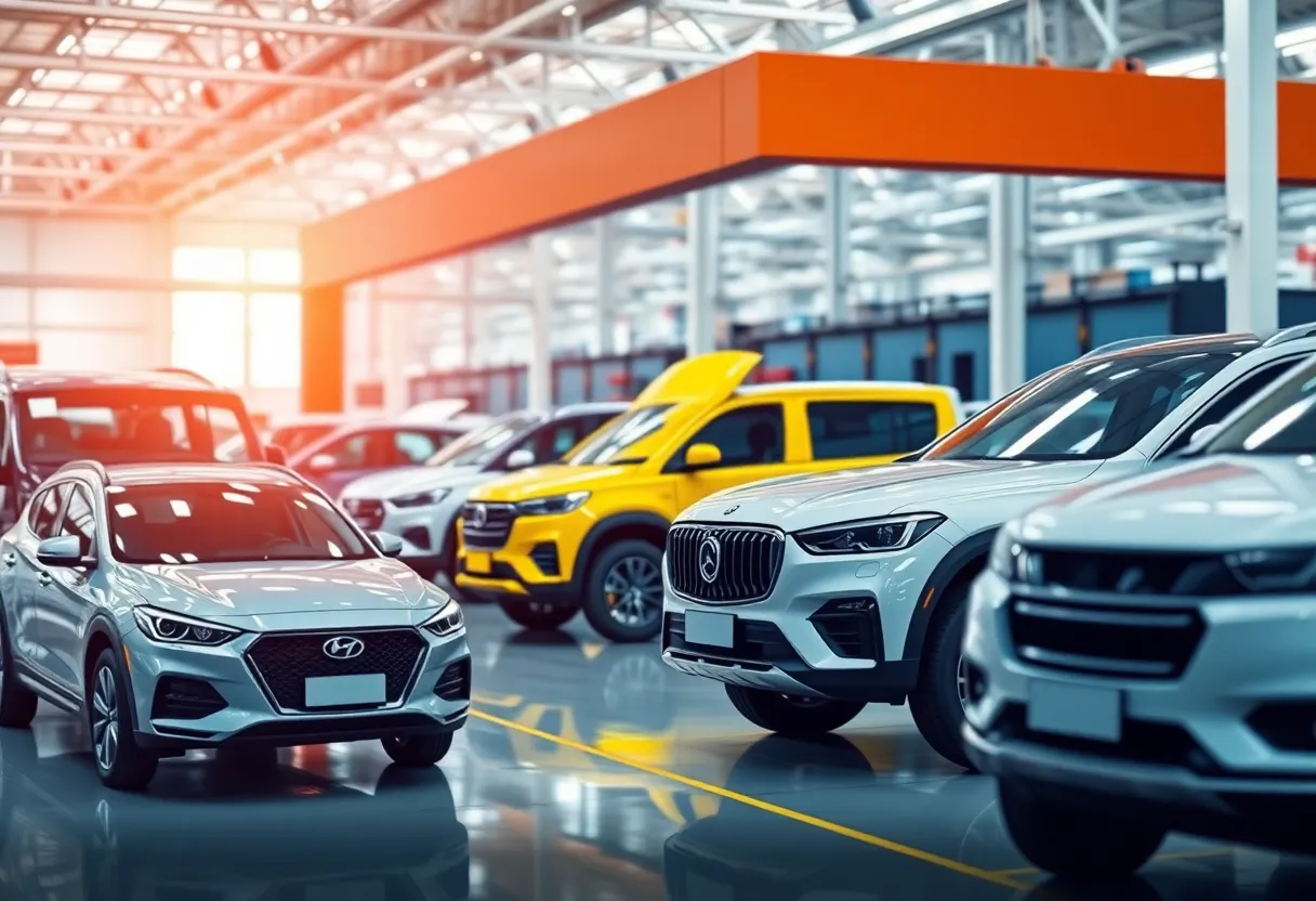 Manufacturing facility showcasing specialty vehicles