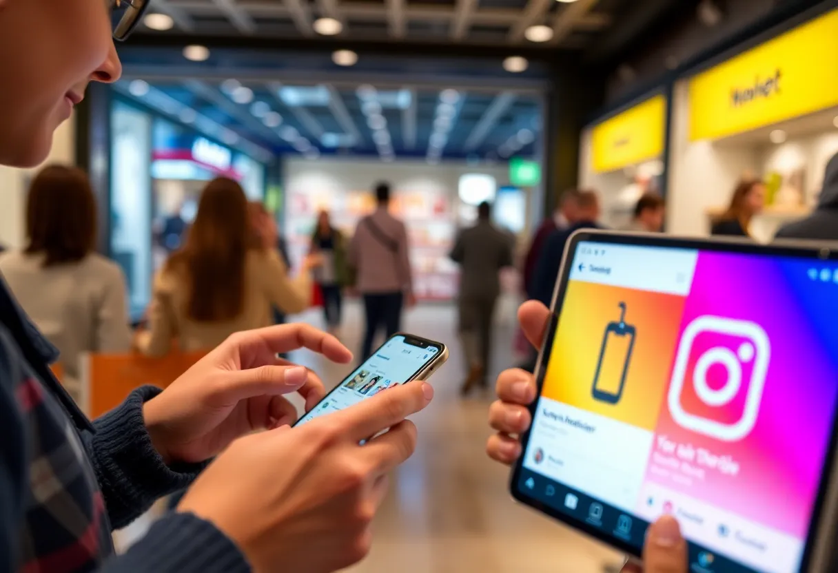 People engaging in social commerce on various social media platforms