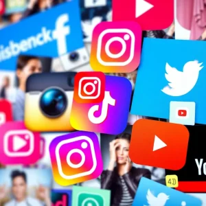 A digital collage representing social media trends in 2025