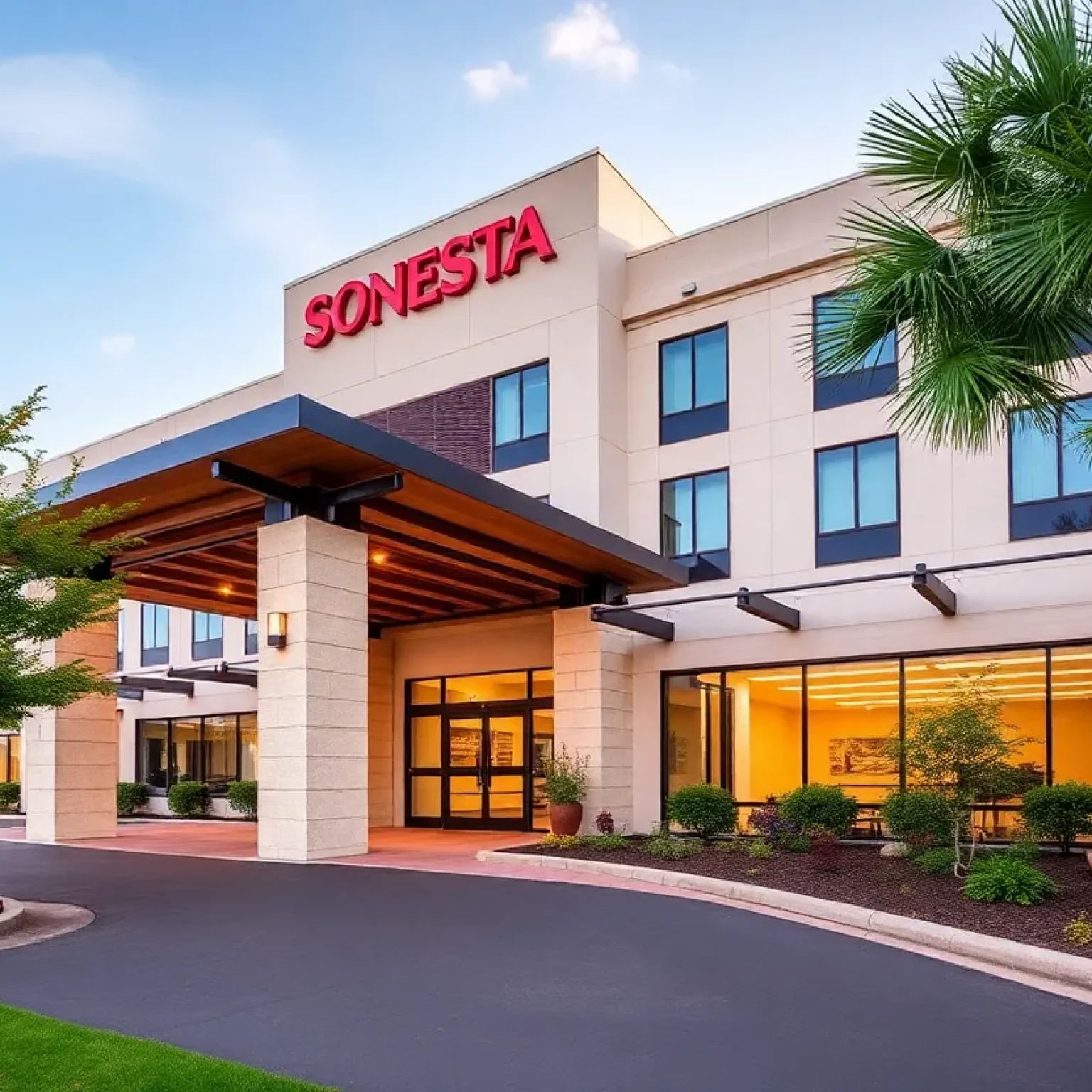 Exterior view of Sonesta Hotel in Michigan