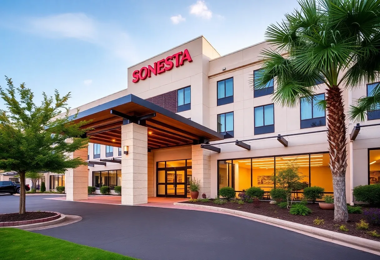 Exterior view of Sonesta Hotel in Michigan
