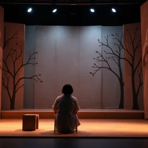 Scene from the theater production 'Supervision' showcasing the theme of caregiving.