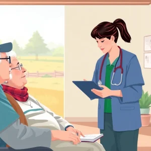 Veterans in a rural community discussing healthcare services