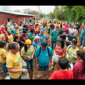 Community service volunteers working on projects in Michigan