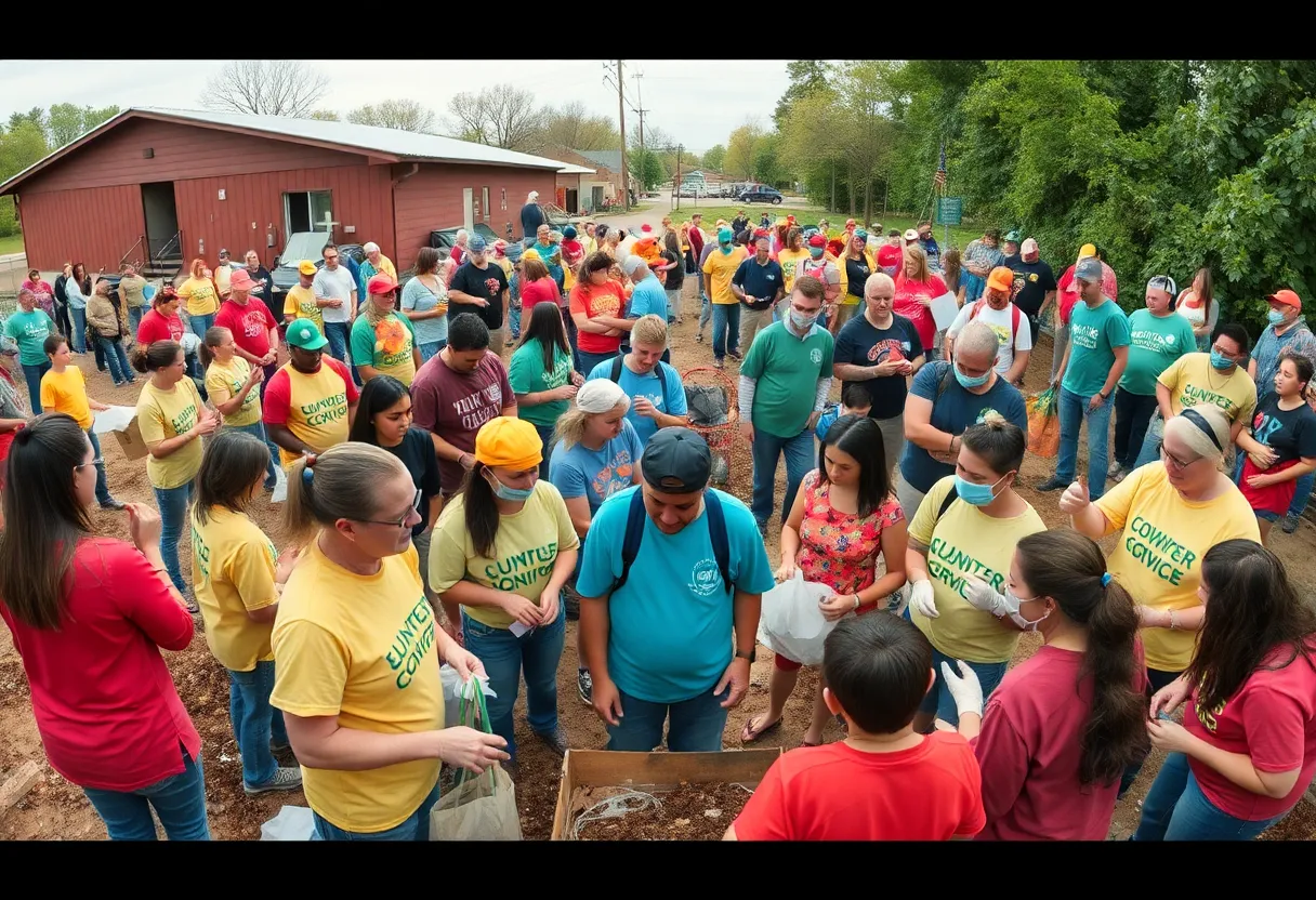 Community service volunteers working on projects in Michigan