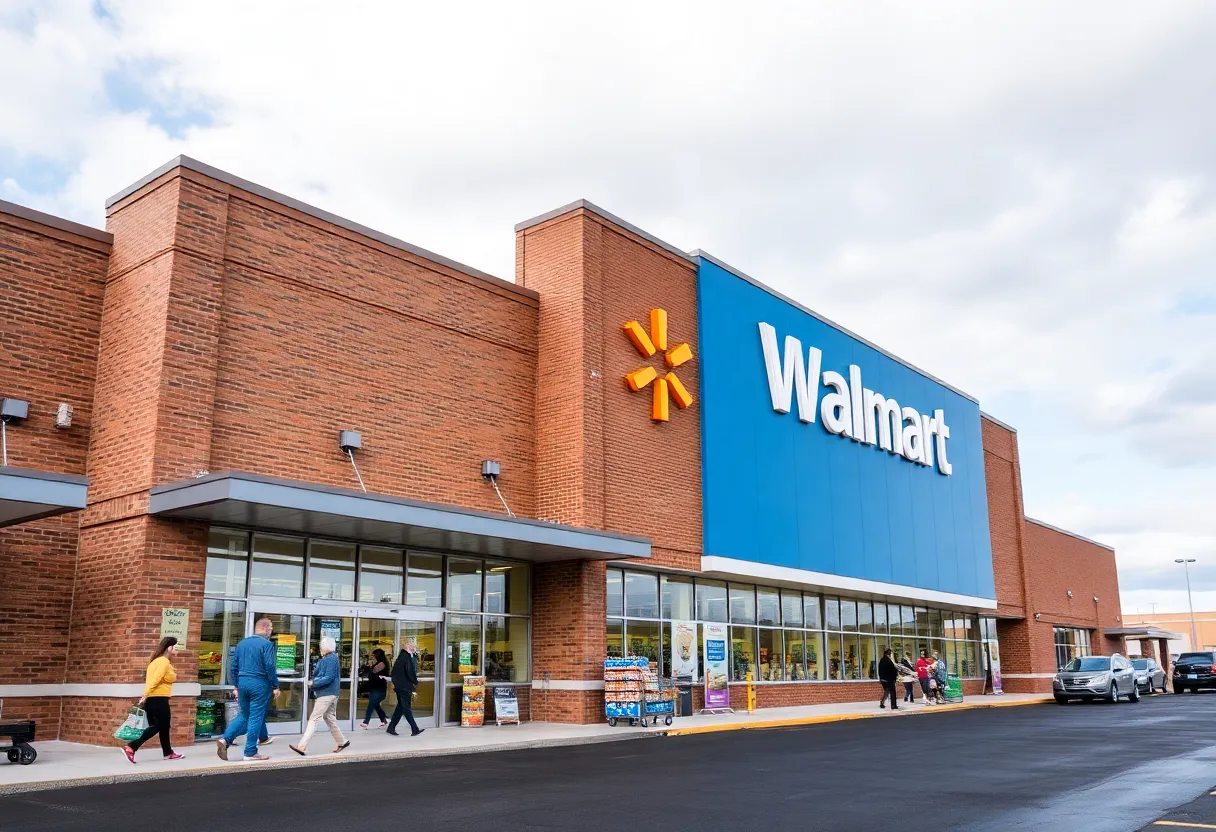 Renovated Walmart store entrance with new signage