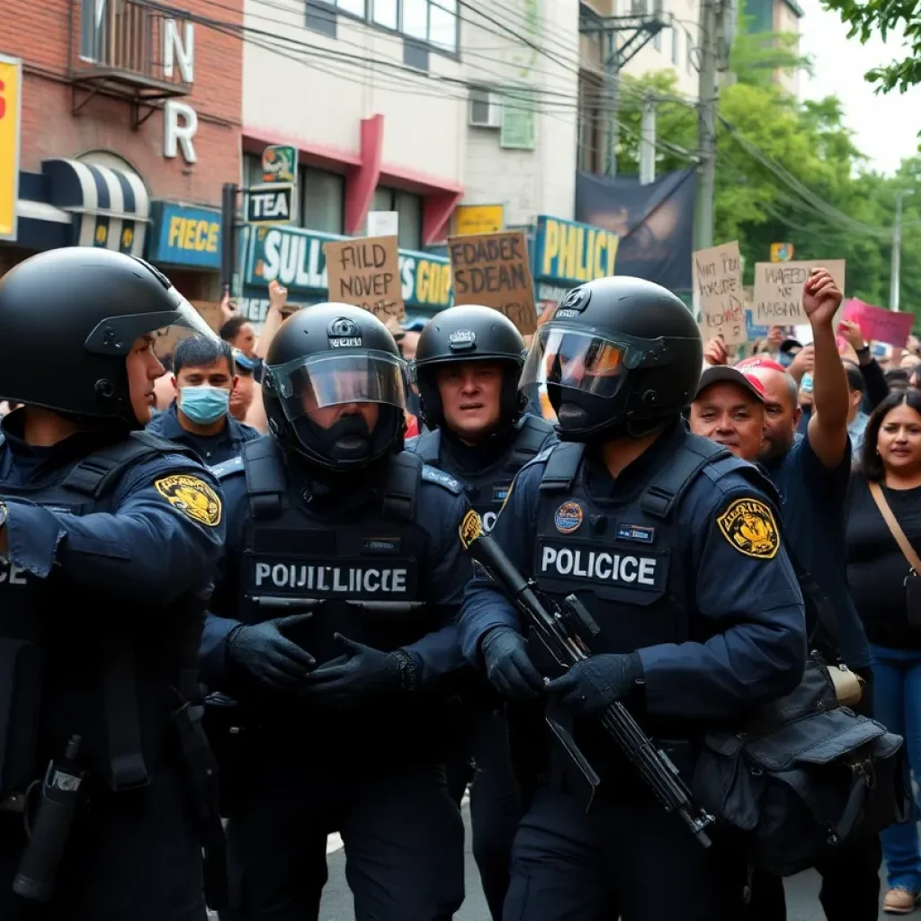 Law enforcement conducting a raid amidst community protests in Washtenaw County.