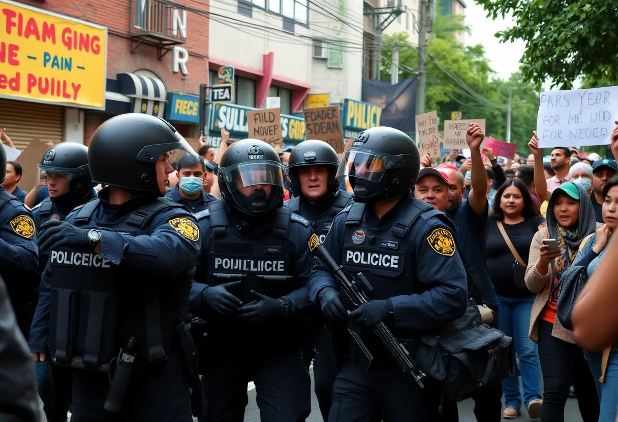 Law enforcement conducting a raid amidst community protests in Washtenaw County.