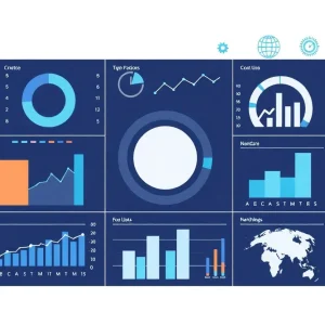 Data visualization with graphs and digital marketing elements