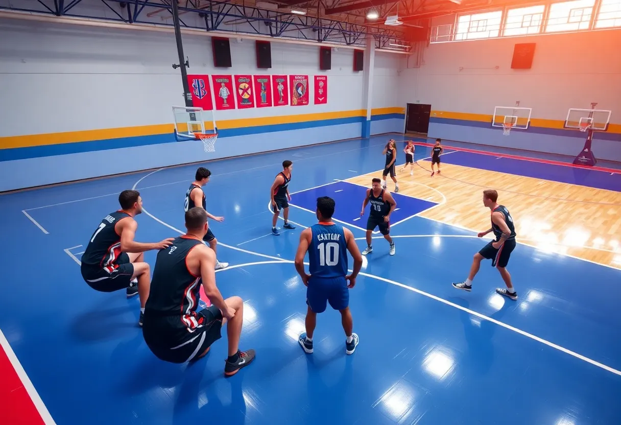 A basketball court symbolizing teamwork and strategy in sports.