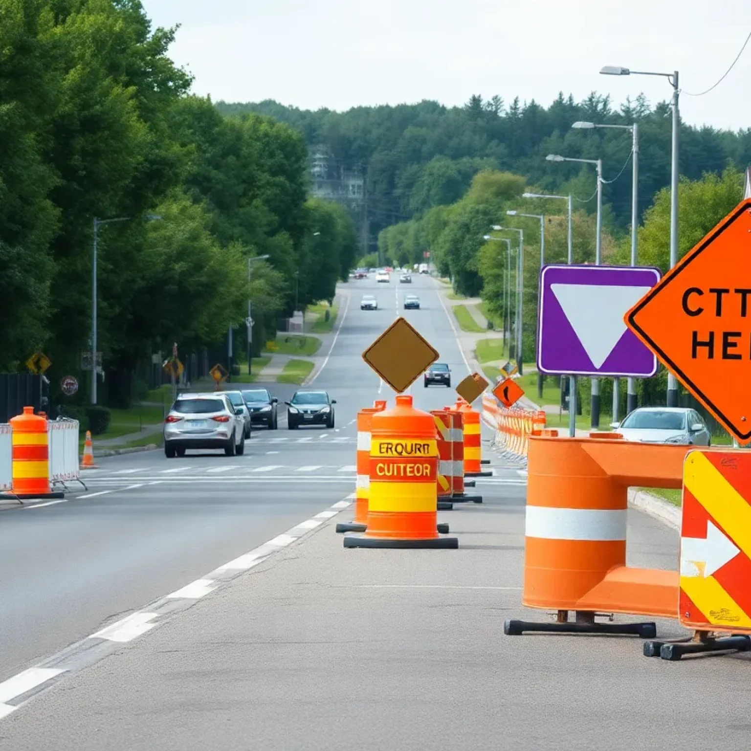 Construction on Delton road with detour signs