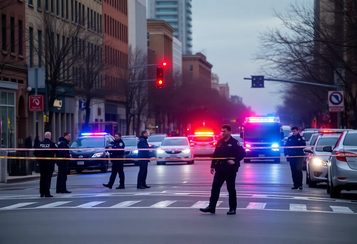 Detroit police securing a shooting scene