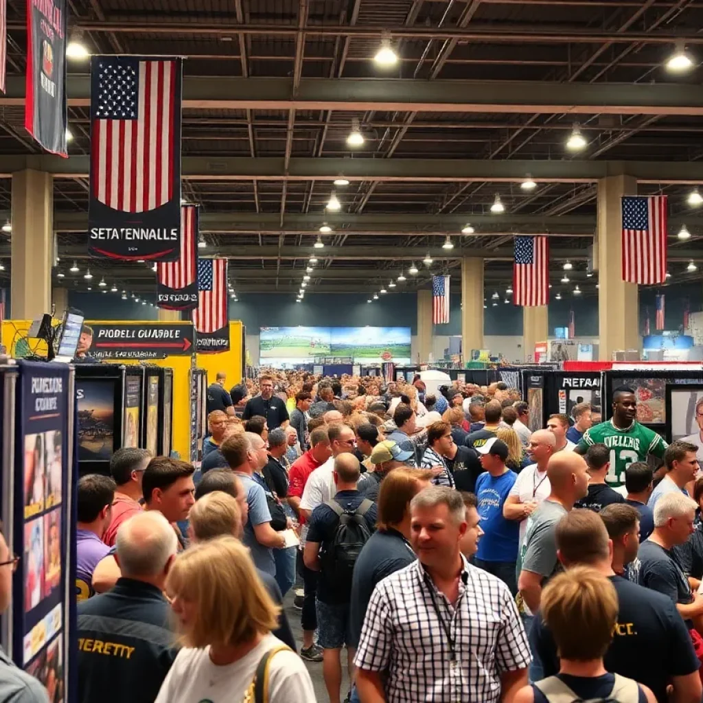 Crowd at the Detroit Sports Spectacular with athletes and memorabilia