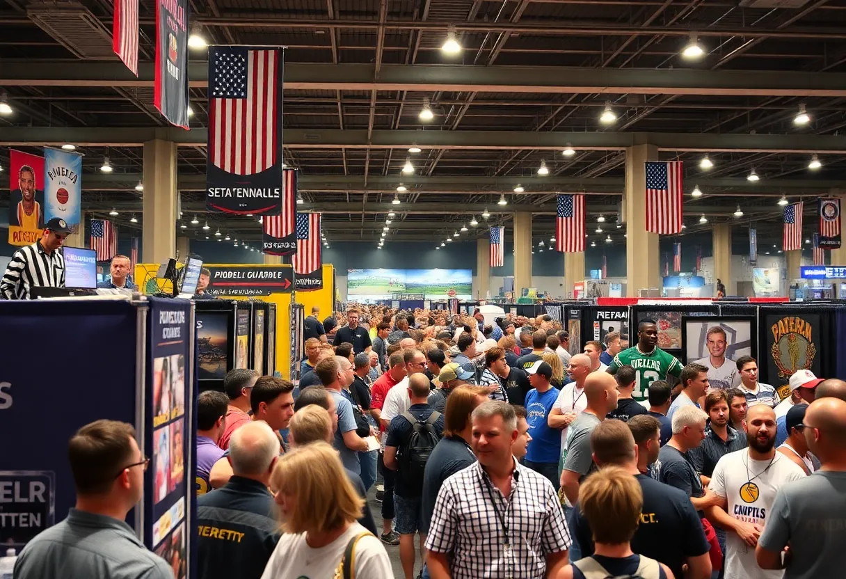 Crowd at the Detroit Sports Spectacular with athletes and memorabilia