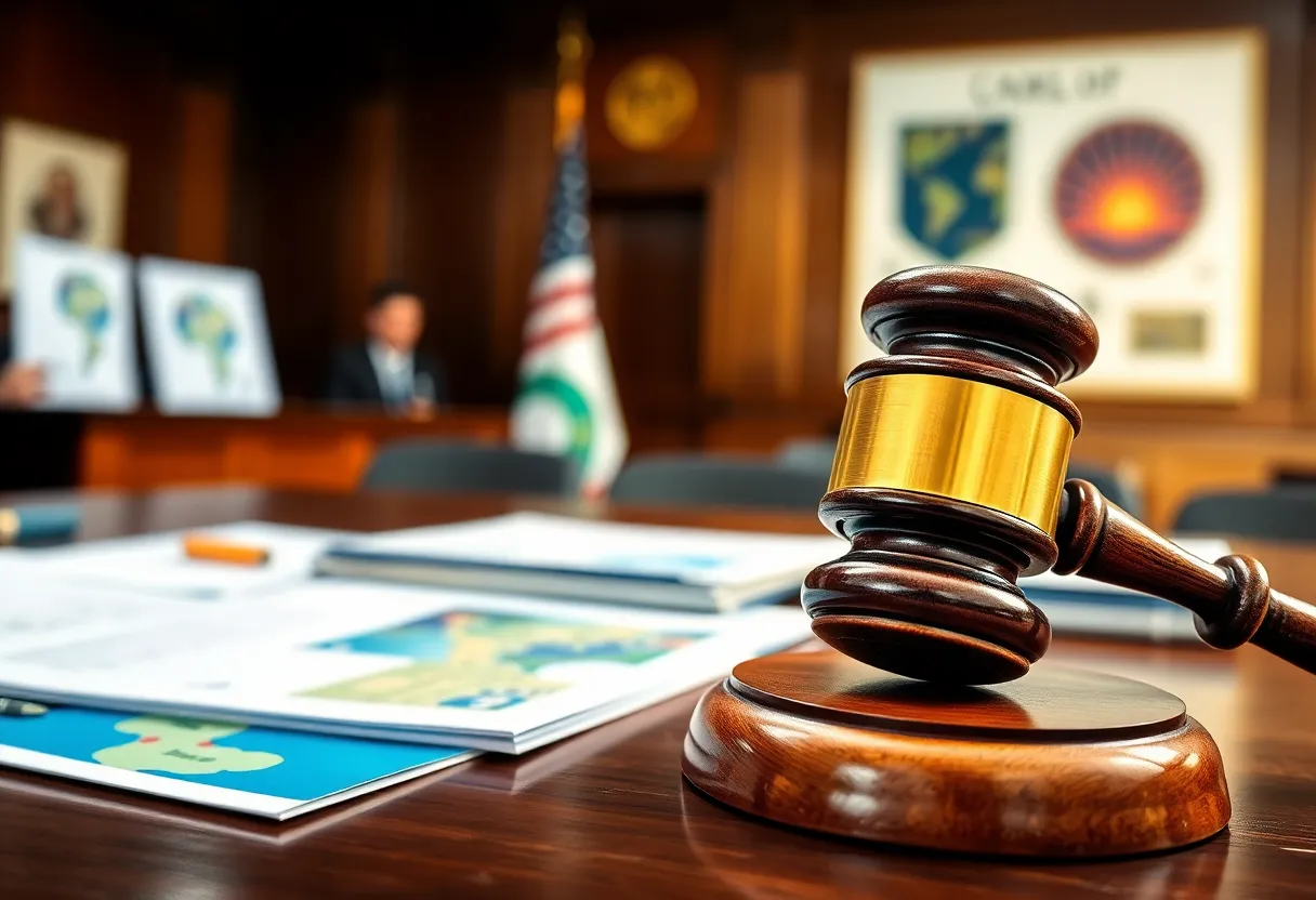 Courtroom representation of DOJ lawsuits against states