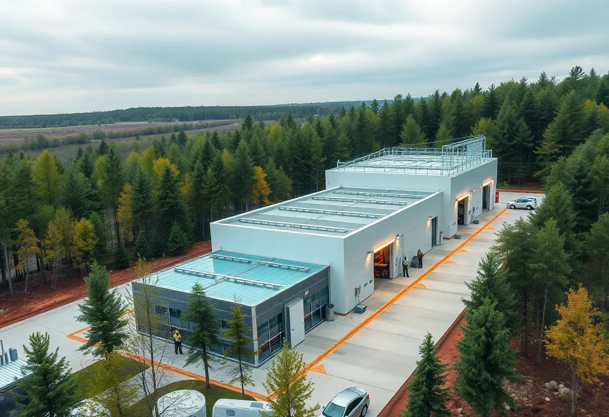 Ford's electric vehicle battery plant in Michigan surrounded by green trees