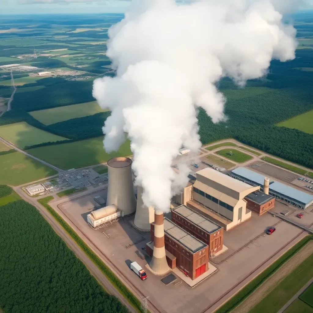 Aerial view of J.H. Campbell coal-fired power plant in Michigan